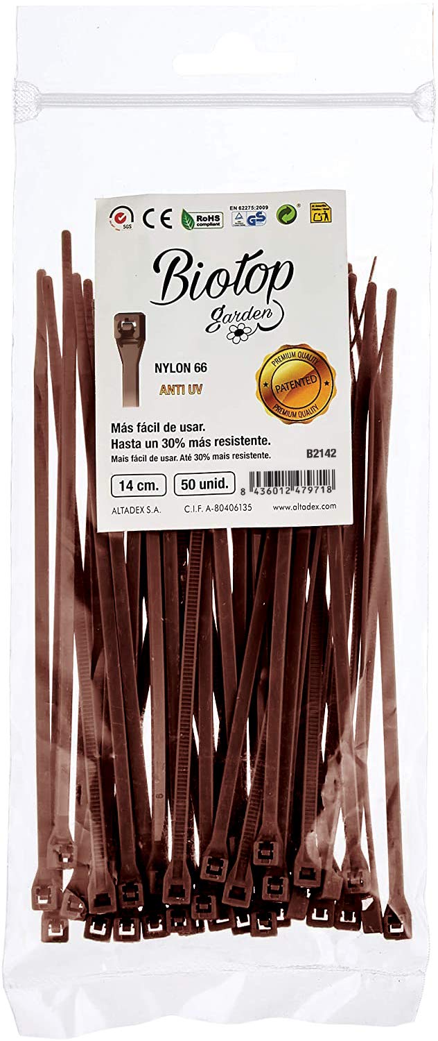 Biotop 50 x B2142 5.5" x 3mm Brown Garden Cable Ties or Ties