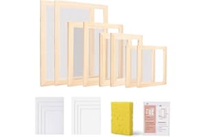 Worown 4 Sizes Wooden Paper Making Screen Kits, Paper Making Frames Set, Mould and Deckle for Paper Making, DIY Crafts (A4, A5, A6, A7)