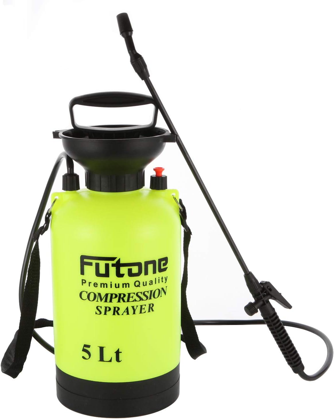 Futone 1.3 Gallon Garden Sprayer Water Pump Pressure Sprayers with Rod Handle and Adjustable Shoulder Strap for Lawn and Garden - (5.0L Lime Yellow)