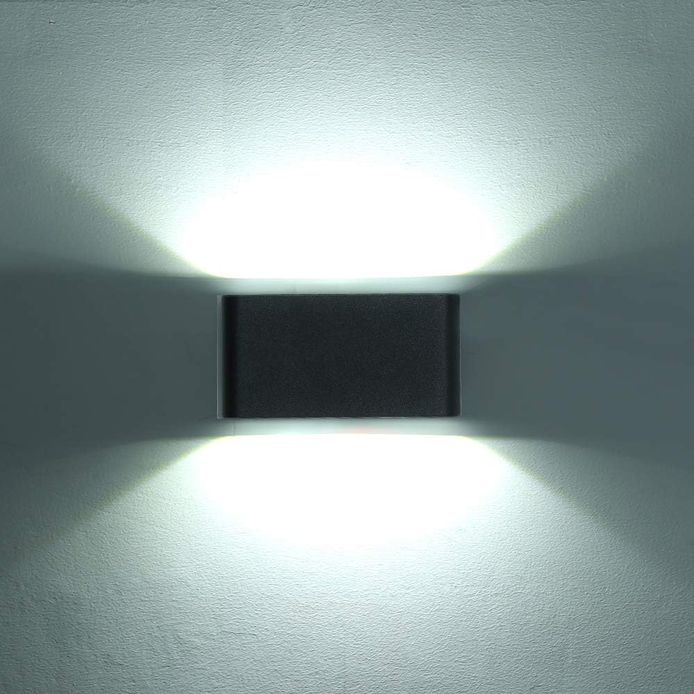 HLFVLITE Outdoor Wall Light 6W Up Down Outside Die-Caster Aluminum Front Door Lamp, Mains Powered LED, IP54 Waterproof