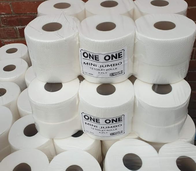 24 x Mini Jumbo 2 Ply Toilet Roll PureSoft not Recycled Eco Rolls