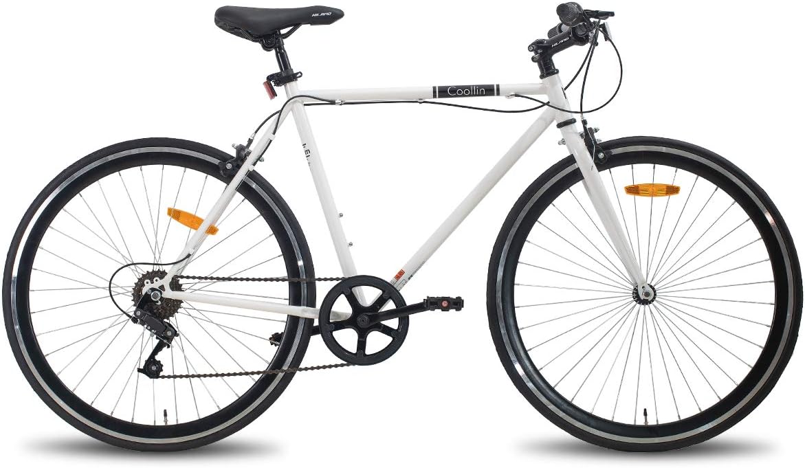 Hiland Road Hybrid Bike Urban City Commuter Bicycle 700C Wheels with 6 Speeds