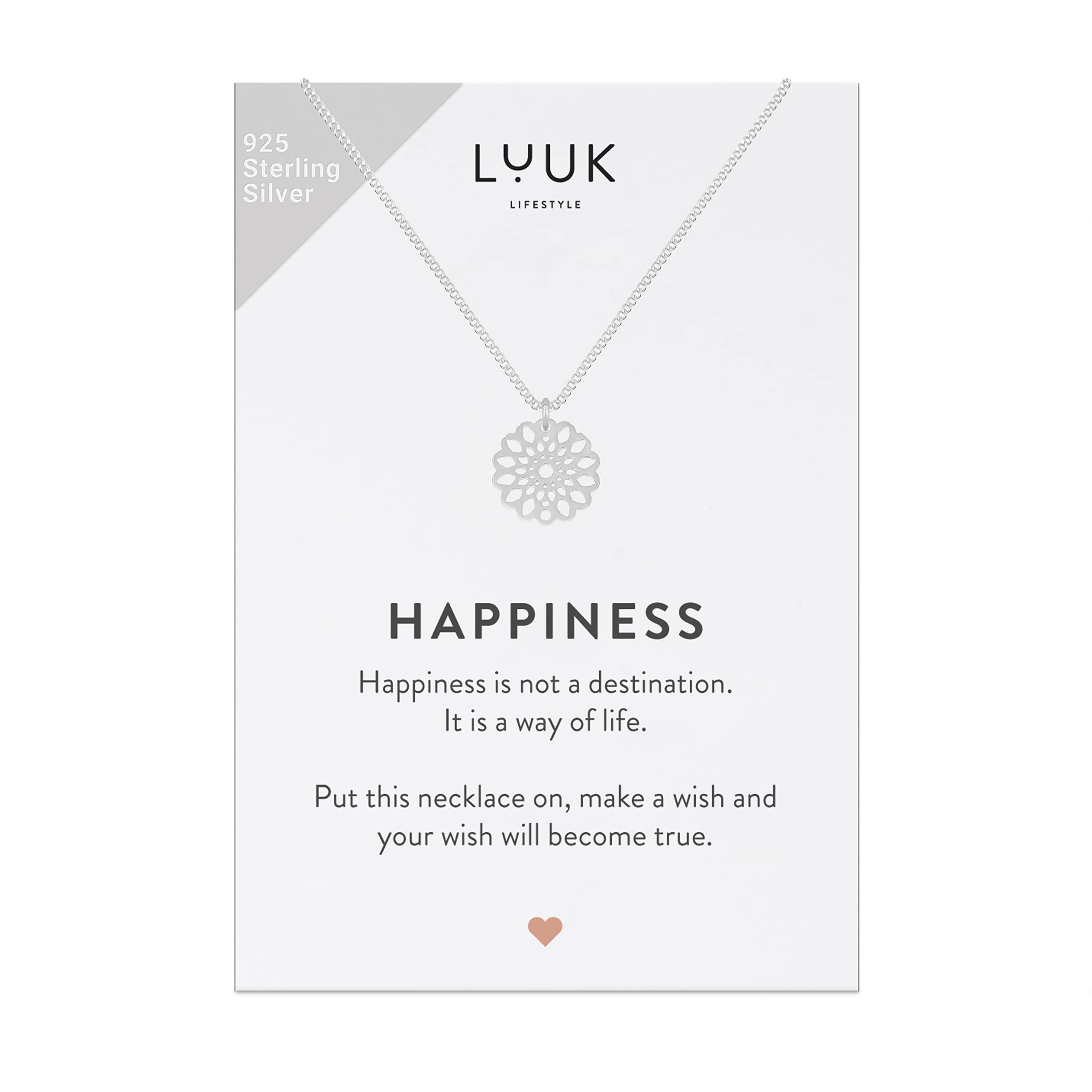 LUUK LIFESTYLE 925 Sterling Silver Pendant Necklace for Women Waterproof 50cm Chain Modern Necklace Gift for Her Silver Mandala — image 1