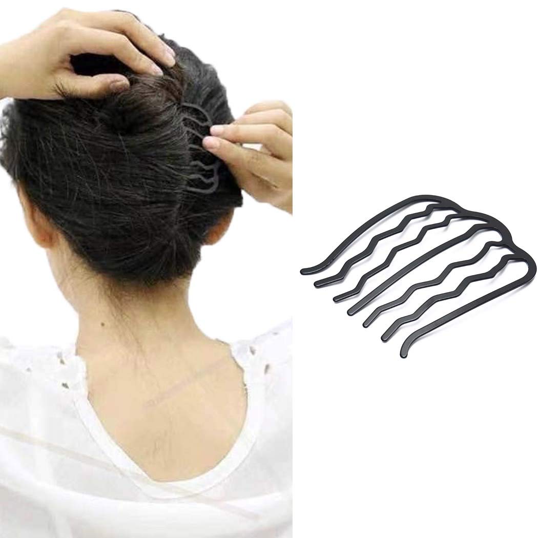 JONKY Vintage Alloy Paint U Shape Black Hair Side Combs Hair Tools for Hairstyle Hair Accessories Hair Side Combs Updo Combs Work Party Gifts for Women and Girls （Black） : Beauty