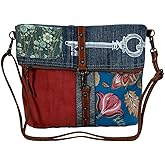 Myra Bag Crossbody Bag for Women - Western Upcycled Canvas & Leather Shoulder Handbag Denim