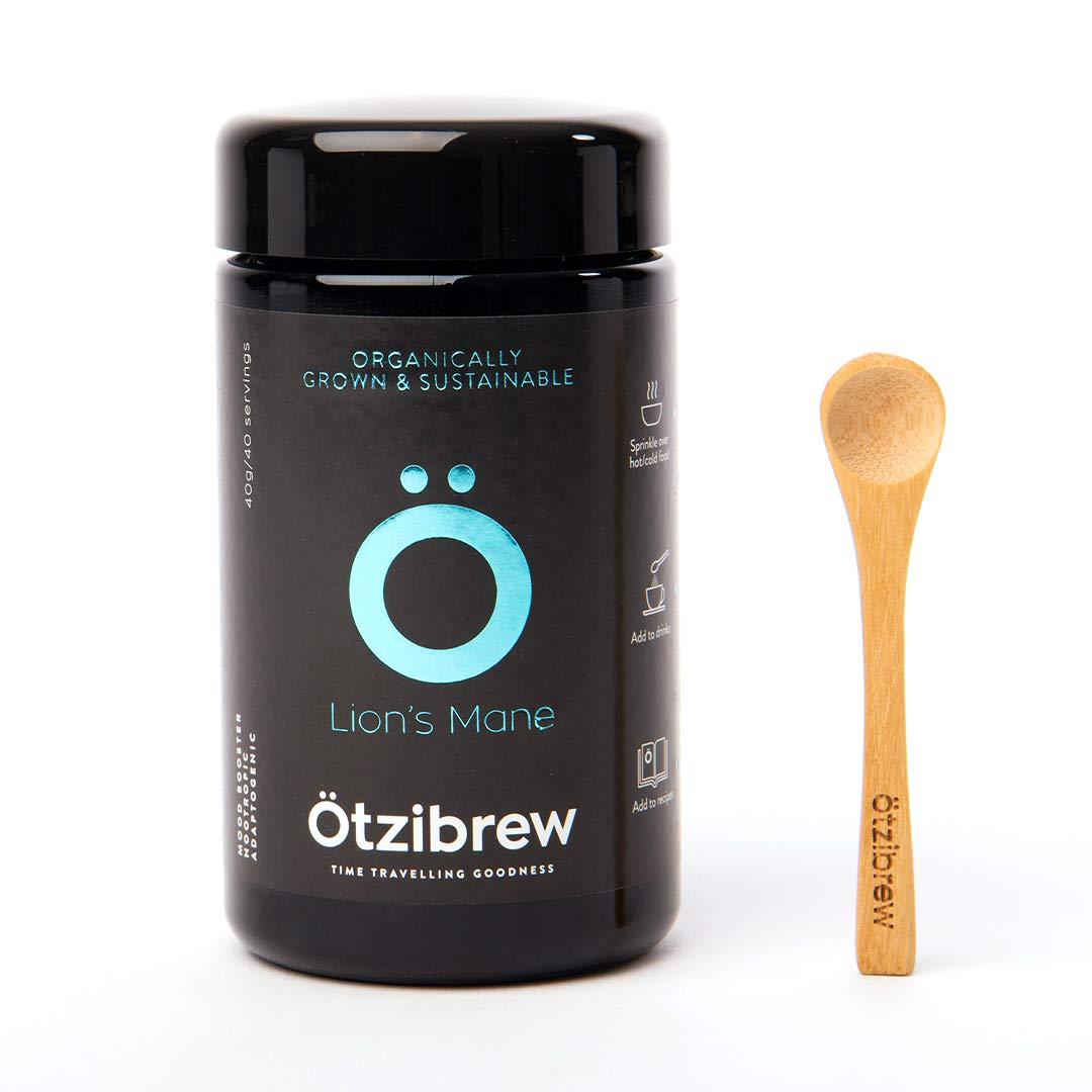 ötzibrew Lion’s Mane Health Drink - Organic, Sustainably-Sourced - 20 Servings, Caffeine, Dairy & Gluten Free with Fruiting Body Mushroom (40g)