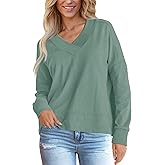 Vivitulip Basic Women's Sweatshirt V-Neck Oversized Long Sleeve Casual Pullover Top