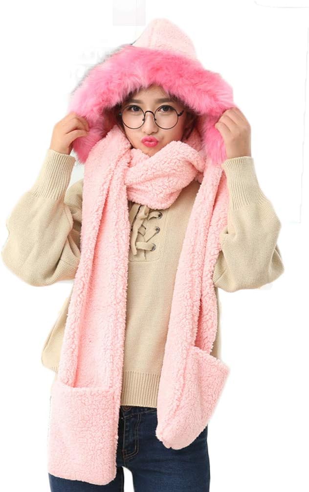 Oksakady 3 in 1 Women Multi-functional Soft Warm Cute Fleece Christmas Antlers Panda Hat Scarf Glove Set