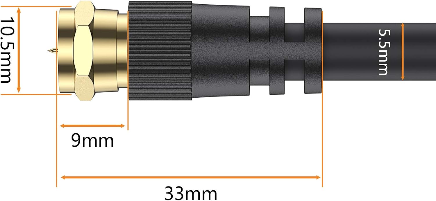 Coaxial Cable RG59 TESmart Digital Audio Video Male F Connector Pin Male to Male Coax Cable for TV, VCR, DVR, Cable Box, Cable Modem, Satellite Receiver, Digital Router or Antenna(6.6ft/Black): Electronics