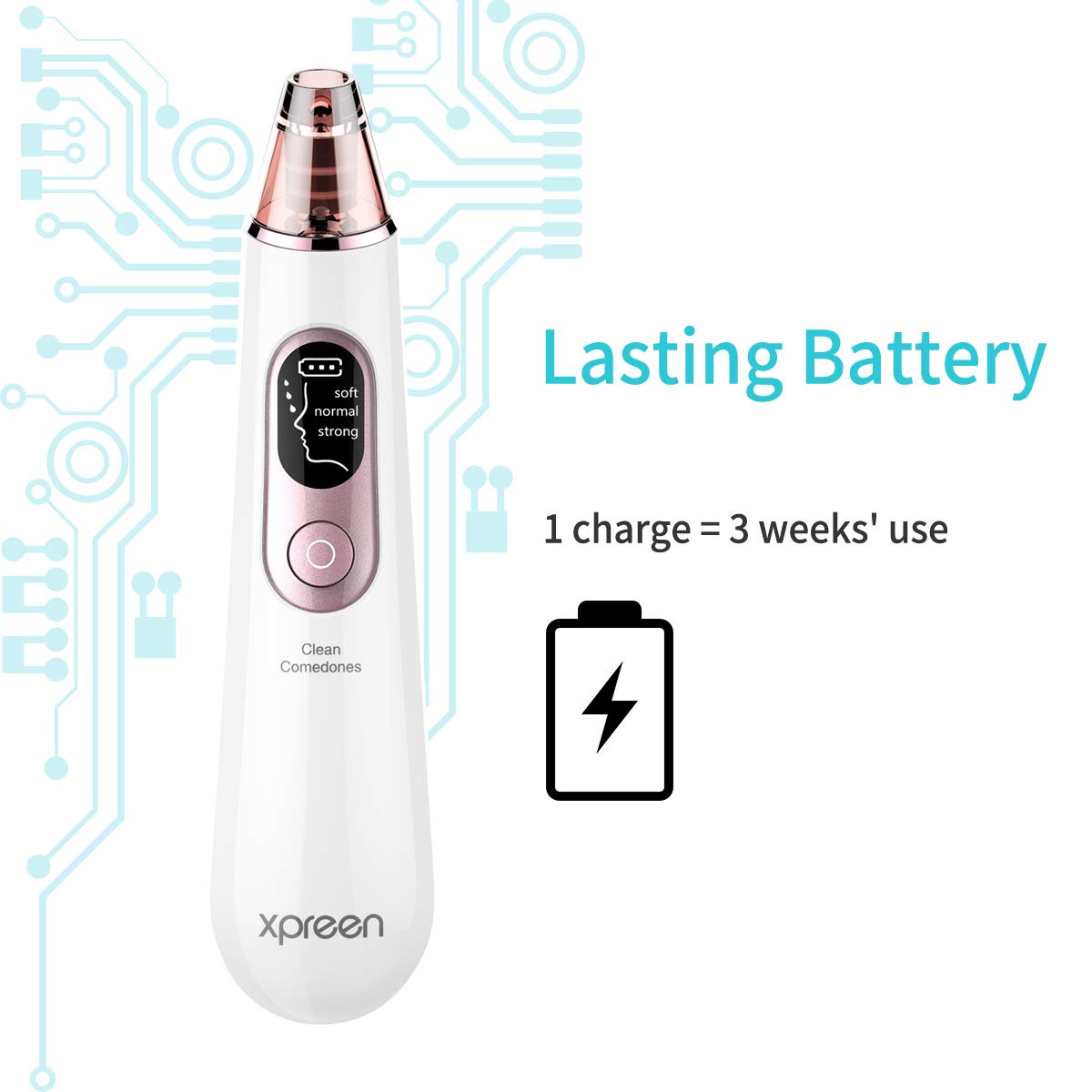 Blackhead Remover Suctioner, Xpreen Pore Vacuum Cleaner Blackhead Remover Vacuum Rechargeable Face Suction Comedone Extractor with LED Screen and 4 Probes 3 Modes for Women and Men: Beauty