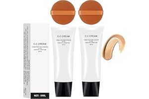 Buatkontly Perebella Cc Cream Skin Tone Adjusting CC Cream SPF 50, Colour Correcting Self Adjusting for Mature Skin, Pre-makeup Primer Moisturizing Skin, Natural Color-1.01 oz (2pcs)