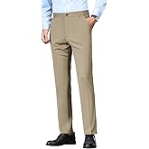 Mylldey Men's Regular Fit Dress Pants Casual Business Flat Front Mens Wrinkle Free Comfort Stretch Pants