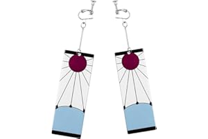 EXLINONLINE Tanjiro Hanafuda Earrings Clip On For Men Women Demon Slayer Cosplay