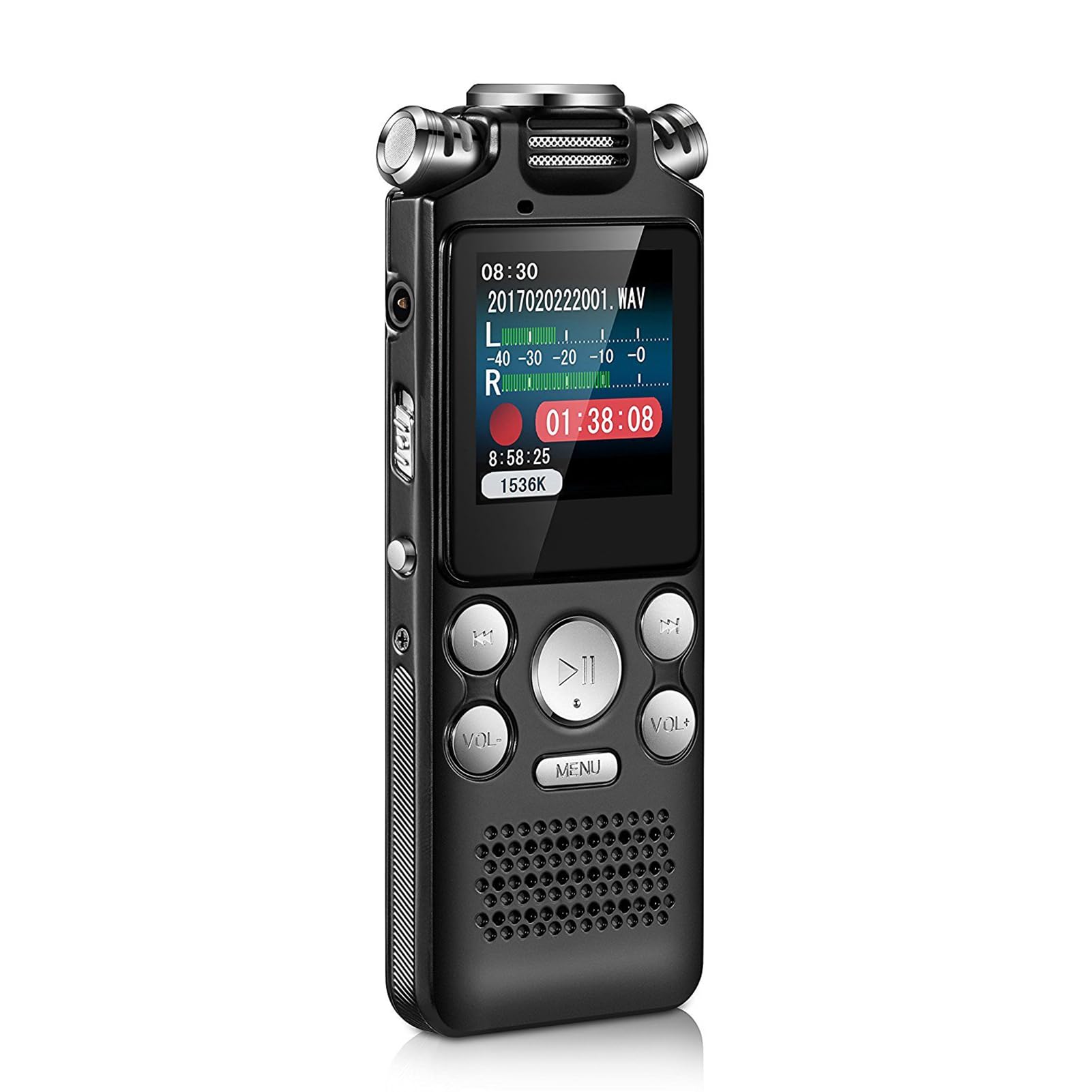 Docooler 8GB Voice Recorder, Noise Cancelling Audio Recorder, Dual Microphone for HD Voice Activated Recording, Metal Box