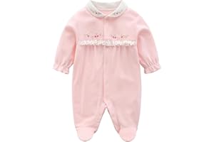 BABYMINE Baby One Piece Romper Soft Cotton Sleepwear Footed Jumpsuit for 0-12 Month Infant