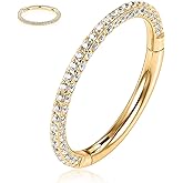 GAGABODY Septum Clicker Conch Piercing Jewelry 16 Gauge Earrings Hoop 20g Ring Nose Hoops Surgical Steel Lip Rings with 3 Sides CZ Helix Rook Cartilage Earrings