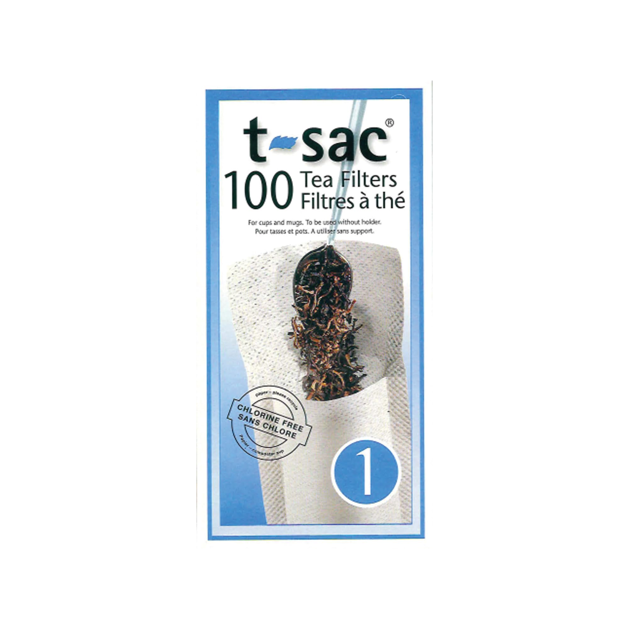 T-Sac Filter Bags, Disposable Tea Infuser, Number 1-Size, 1-Cup Capacity, Set of 100, Fabric, White, # 1, 100 Count