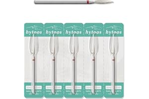 HYTOOS 2mm Long Flame Cuticle Clean Nail Drill Bits, 5Pcs/Set Russian Diamond Nail Bit Professional Safety Under Nail Cleaner Burr for Cuticle Dead Skin, Electric Nails Drill Accessories, Fine