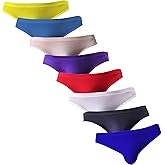 LSAMDIR Men's Silky Bikini Underwear Briefs Low Rise Pack
