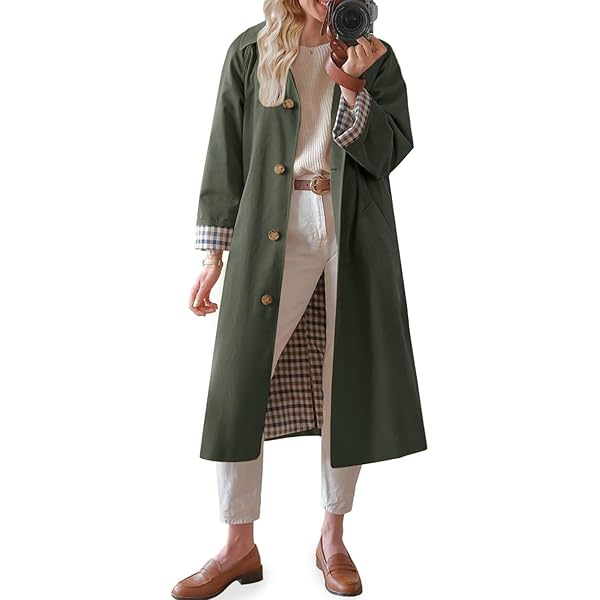 Amazon.com: Tankaneo Womens Long Trench Coat Single Breasted