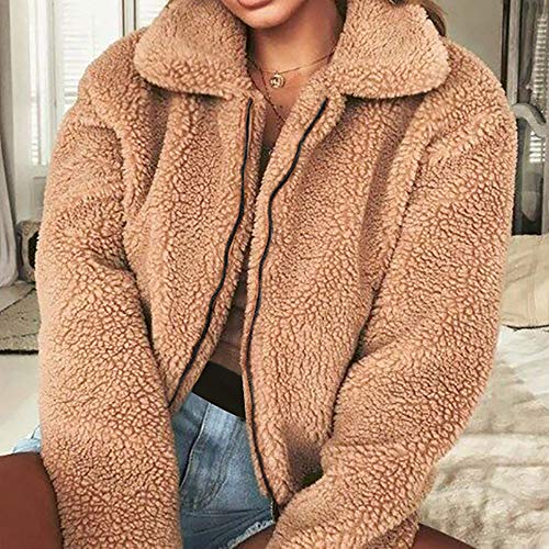 Liraly Womens Sweaters Plus Size New Fashion Womens Ladies Warm Artificial Wool Coat Zipper Jacket Winter Parka Outerwear(Khaki ,US-12 /CN-L2)