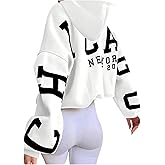 GORGLITTER Women's Oversized Hoodie Letter Graphic Long Sleeve Y2k Drawstring Fall Trendy 2025 Hooded Sweatshirt