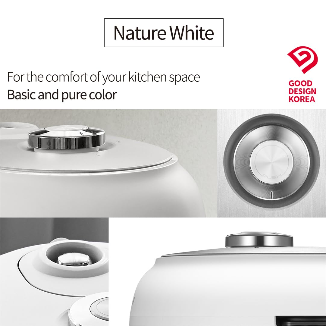 CUCHEN CRT-RPK1070WUS | IH Heating | 2.1 Ultra High-Pressure Induction Heating Rice Cooker 10 Cup (Uncooked) (1.14 quarts): 6 person serving / per use | Full Stainless Power Lock System | Auto Steam Clean | Voice Guide | Made in Korea | White