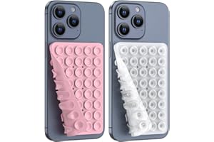 CMZZ Double Sided Silicone Suction Phone Holder Mount, Silicon Accessory for iPhone and Android, Hands-Free Mirror Shower Phone Holder, TikTok Videos and Selfies (Light Pink+Transparent)
