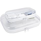 JOBVERT 2Pcs Clear Hard Shell Zipper Case, Clear Zipper Pouches Hard Shell for Storage, Zippered Pouch Hard, Toiletries, Make Up Tools (Small and Medium)