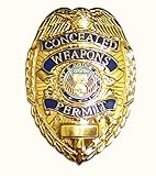 The X Bay Concealed Weapons Permit Metal Badge, Gold, ( CCW-G)