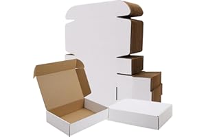 BIOBROWN 9x6x2" 25 Pack Corrugated Cardboard Boxes Small Shipping Box for Packaging Small Business Mailer Mailing White