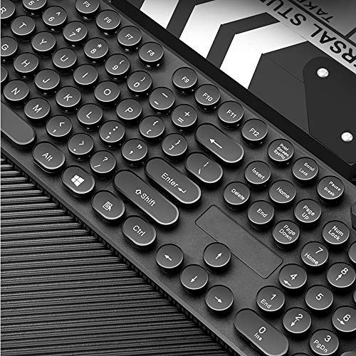 COM1950s 104 Keys Gaming Keyboard 1 Set Anti-Splash Wired Mult Punk Gaming Keyboard Mouse Office for PC Computer (Black) - Thumbnail 4