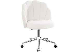 Eufurnibi Makeup Vanity Chair with Wheels, Comfy Office Chair for Bedroom & Home Office, Height Adjustable& Easy Assembly, Cr