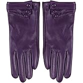 Nappaglo Nappa Leather Gloves Warm Lining Winter Button Decoration Lambskin for Women