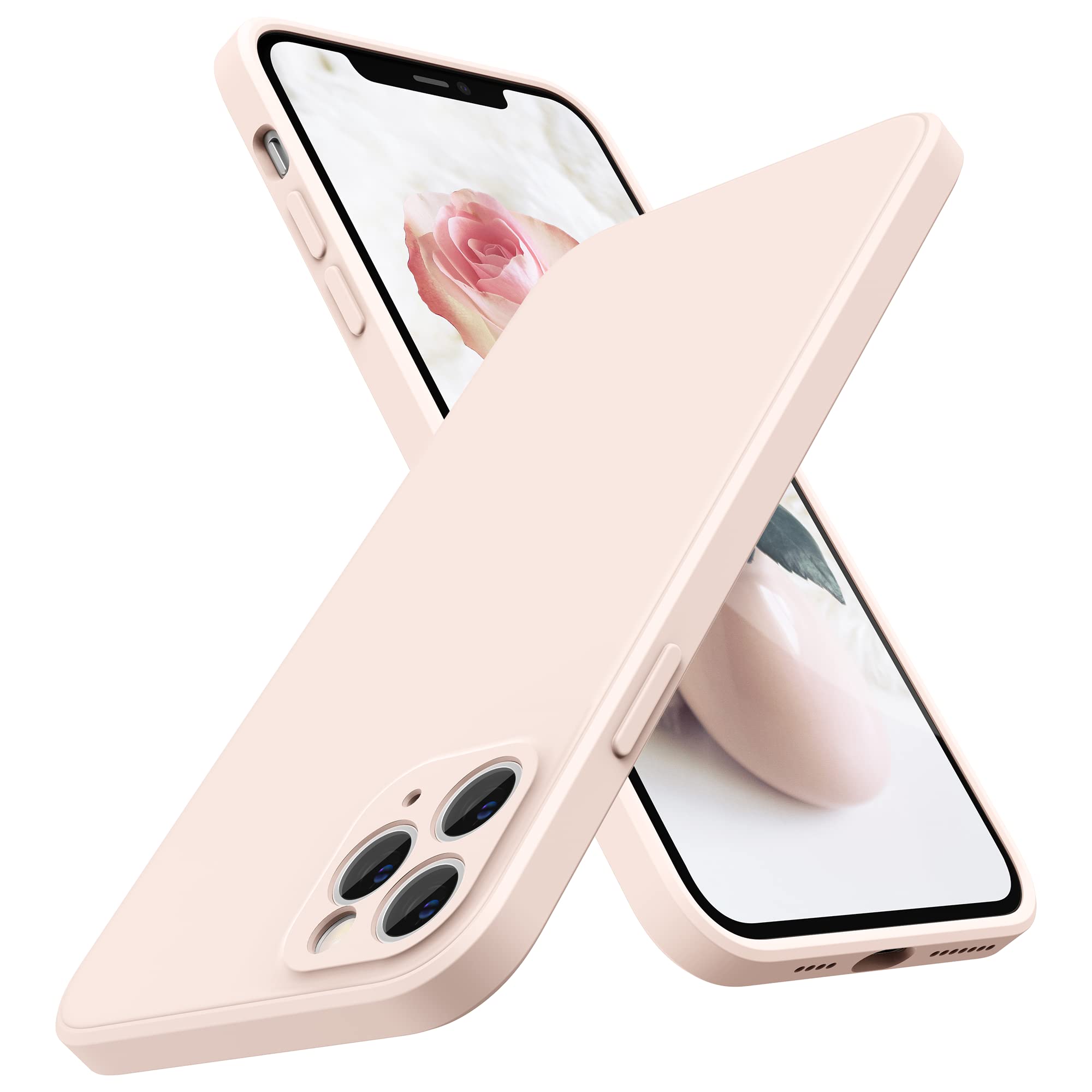 SURPHY iPhone 11 Pro Max Silicone Case, Flat Edge, Light Pink, 6.5 Inch, Slim, Thin, Protective, 365 Days Free Replacement