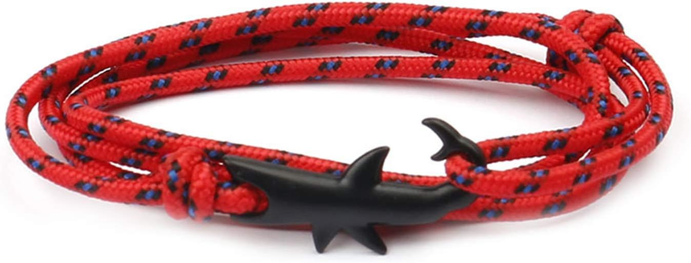 Nylon Rope Fashion Bracelet, Black Shark Clasp Charm Jewelry for Men and Women