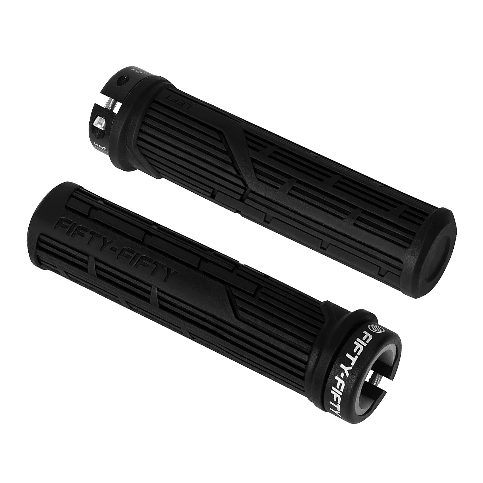 FIFTY-FIFTY Mountain Bike Grips, Single Lock-on MTB Handlerbar Grips, Soft and Comfortable, Non-Slip Locking Bicycle Handle for All Mountain, Enduro, Downhill (Black)