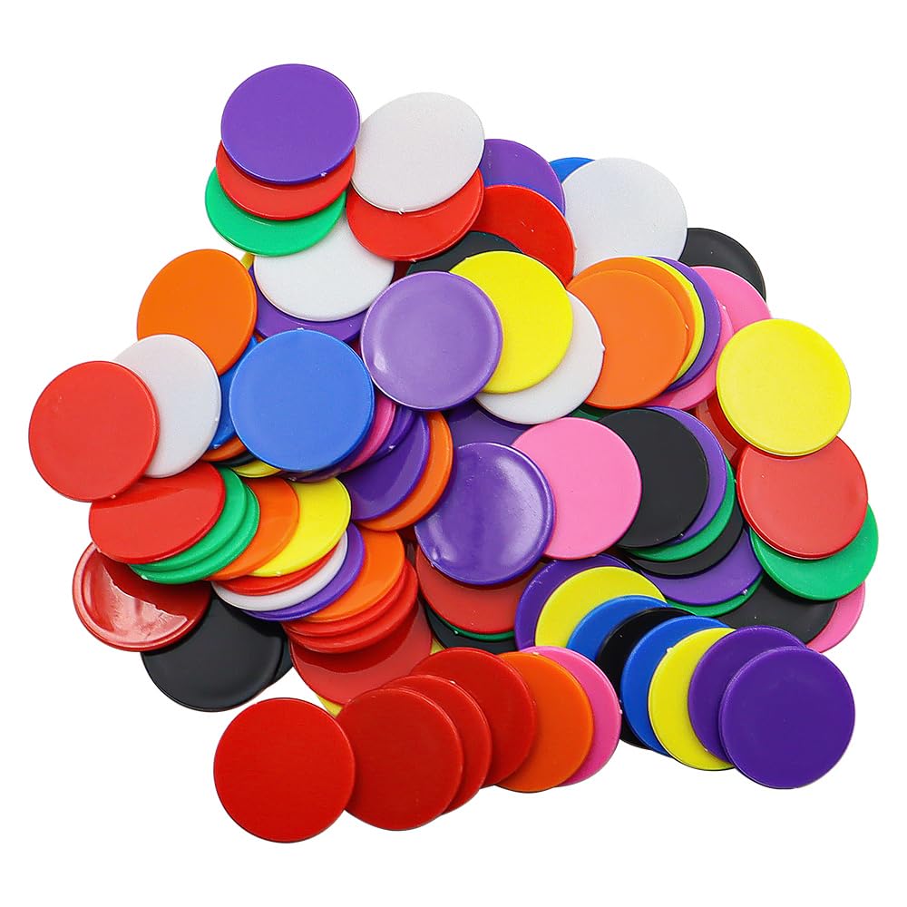 Hsthe Sea 100pcs Plastic Counter Cards Small Learning Counters Blank Card for Game Play Counting Learning Math Reward
