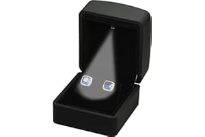 LAODA LED Earring Jewelry Gift Box for Wedding, Proposal, Birthday...Luxury LED Diamond Stud Earring Jewelry Gift Box with Light for Women for Men (Black Earring Box)