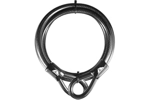 MARQUE Security Steel Cable - 3/8 inch (10 mm) Thick (4', 7', 15', 20' or 30') Vinyl Coated Braided Steel Cable with Double Sealed Looped Ends for U-Lock, Padlock, Disc Lock (4 FT)