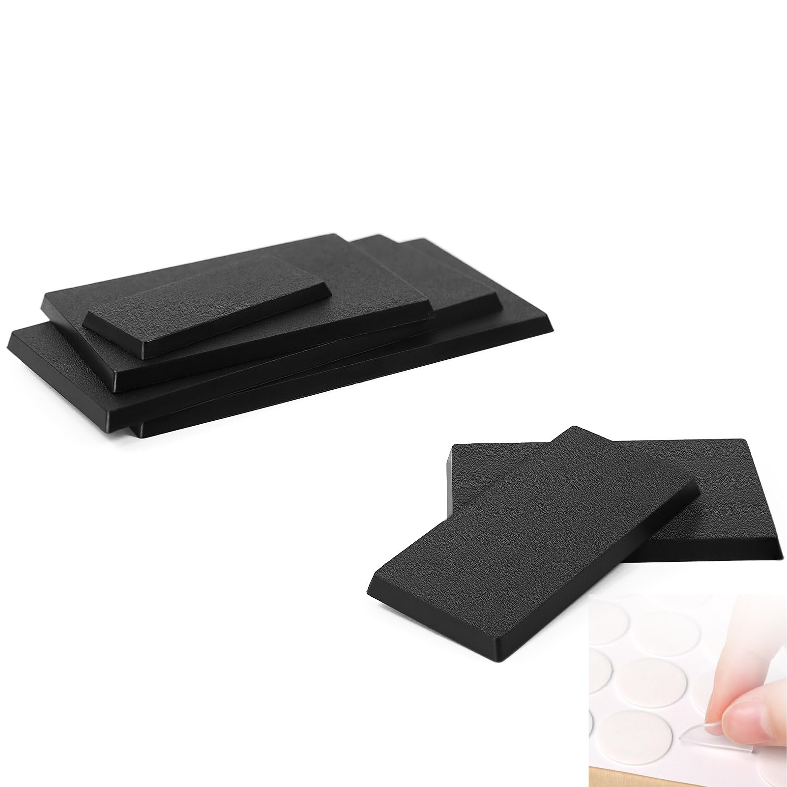 Evemodel Rectangle Square Bases Mixed Size Plastic Black for Table Game Wargames for Miniature Wargame (30pcs rectangle)