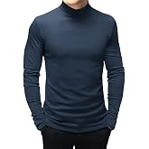 Mens T Shirt Long Sleeve Basic Mock Turtleneck Pullover Thermal Solid Tops | Slim Fit, Soft, Casual Wear, Office Work, Stretchable, Breathable, Lightweight, Comfortable, Basic Design