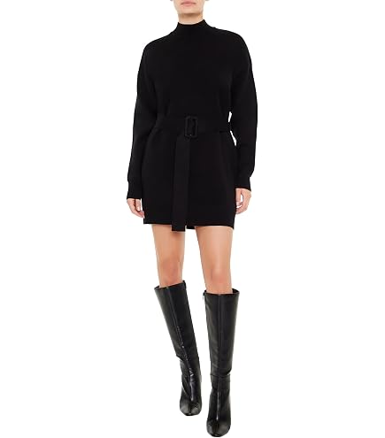 Forever 21 Women's Off-The-Shoulder Mini Sweater Dress Black Small at Amazon Women's Clothing store