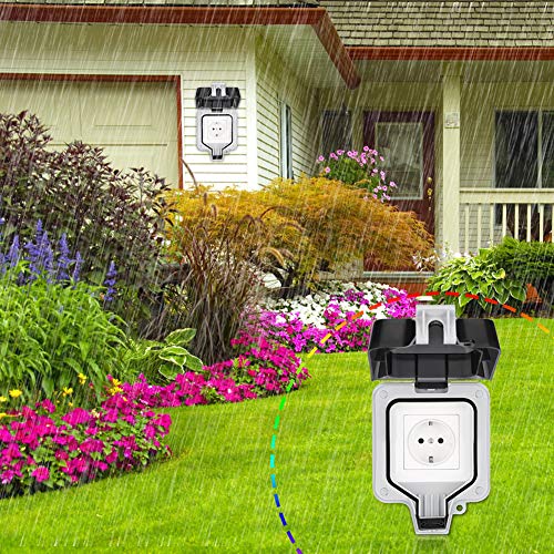 Außensteckdose, Staubdicht Steckdose Wandsteckdose für Außenbereich, IP66 Wetterfest Outdoor Steckdose Schutzkontakt… – Bild 6