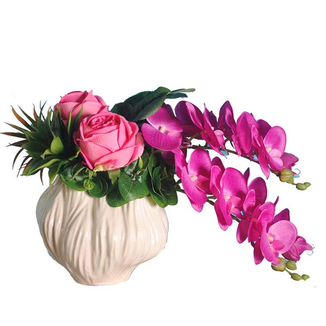 宅送 陶器 セルミック花瓶付き インテリア 人工 花束セット 部屋装飾 デザイン オブジェ 置物 雑貨 手作り 飾り 枯れない 胡蝶蘭 花 おしゃれ 人工観葉植物 造花 母の日 B07sw2l64t Osona お祝い 贈り物 メッセージカード プレゼント かわいい エレガント 父の日 造花