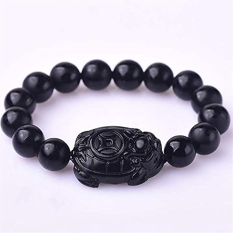 Amazon Co Jp Jpsoup クリスタルフンシュイブレスレットナチュラルフロストオブザイダラウンドビーズワンマネードラゴンカメアクセサリー弾力性調整可能な桃花 女性 14mm サイズ 12mm ホーム キッチン