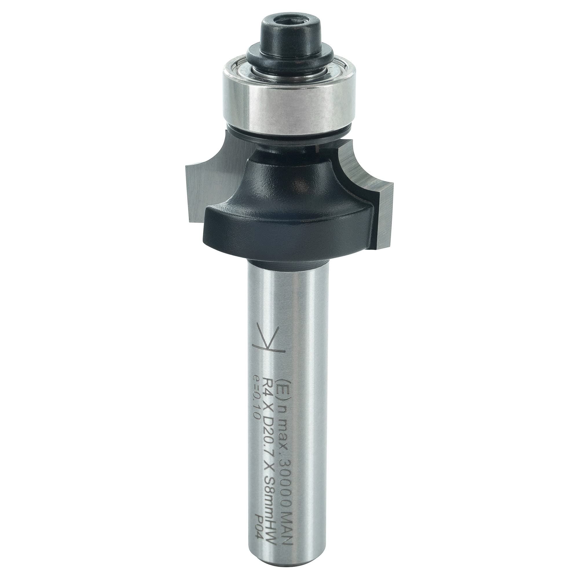 ENT 14284 Rounding Over Cutter TC Shank (S) 8 mm, Diameter (D) 20,7 mm, NL 9,5 mm, R 4 mm, SL 32 mm, with Ball Bearing