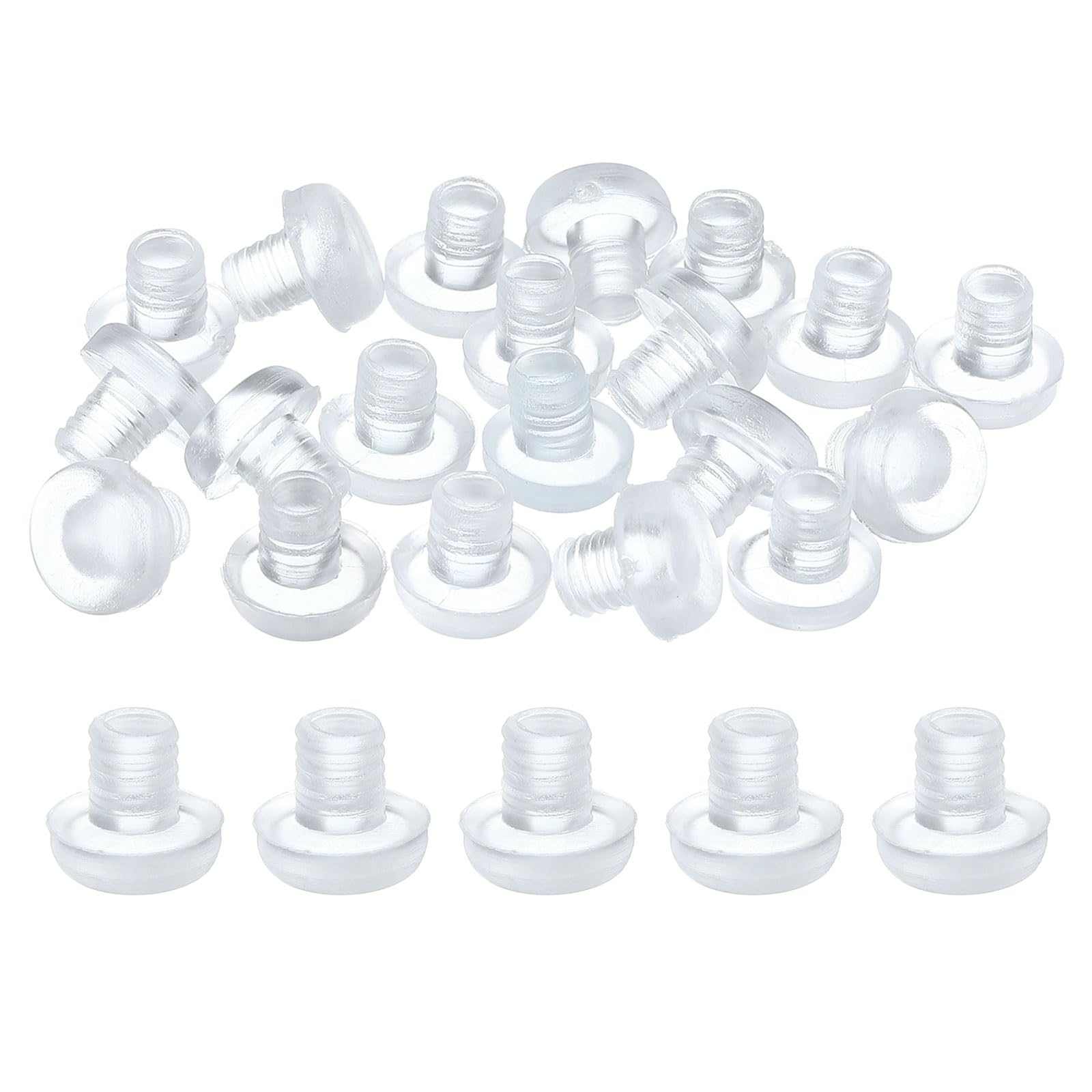 Photo 1 of uxcell Glass Top Table Bumpers with Stem, 20Pcs Thick Rubber Grippers Anti Slip Pads for 5mm Hole, Furniture Pads Foot End Caps Covers Protectors for Chair, Cupboard (Clear)