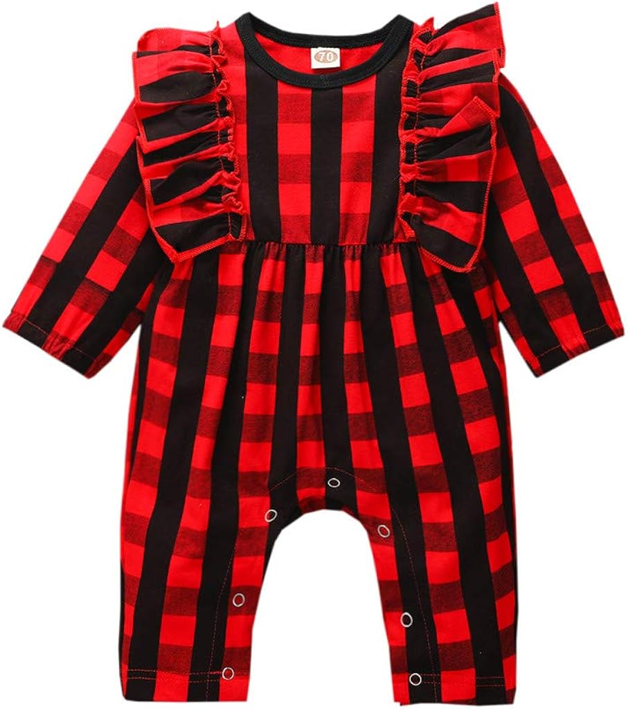 plaid baby romper