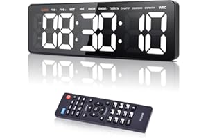 Wiskyn Gym Timer Clock, 13.2" Workout Interval Timer with Remote Control, Count Down & Up Stopwatch, Adjustable Brightness/Vo